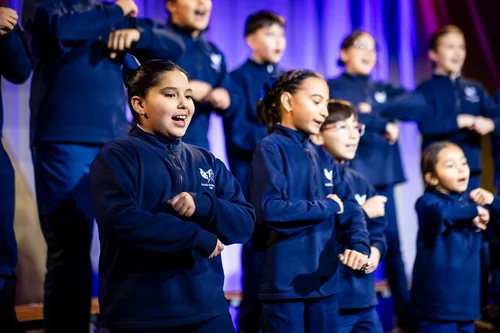 Student choir performing at ACE Scholarships Women's Luncheon Seawell Ballroom Denver