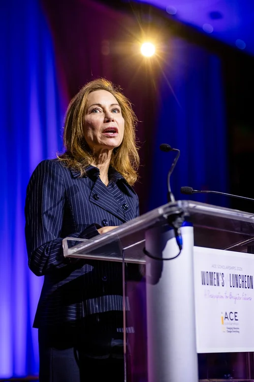 Speaker at Women's Luncheon podium ACE Scholarships Seawell Ballroom Denver