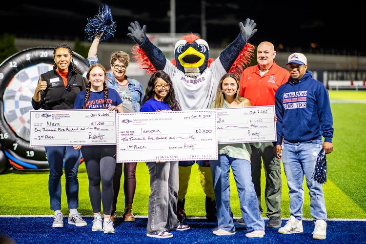 MSU Denver halftime scholarship award winners homecoming event photography Regency Athletic Complex Denver