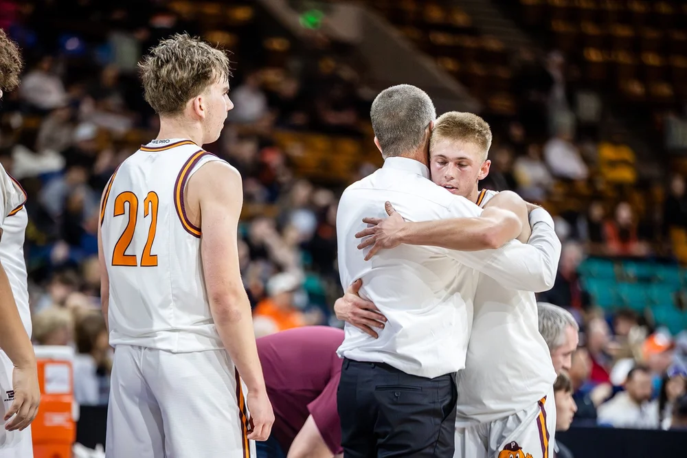 Denver Coliseum interior during Colorado high school basketball state tournament