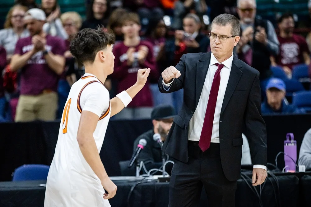 Palisade vs Lewis-Palmer 5A boys basketball playoff game Denver Coliseum Colorado