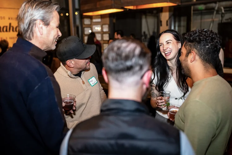 Networking crowd at Buy Colorado Day event Stranahan's Distillery Denver Colorado