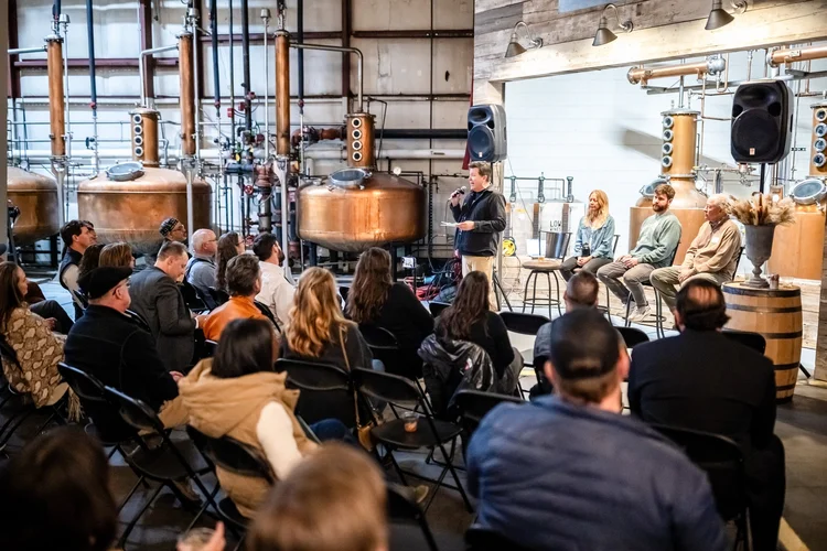 Panel discussion with copper distillery stills Buy Colorado Day Denver