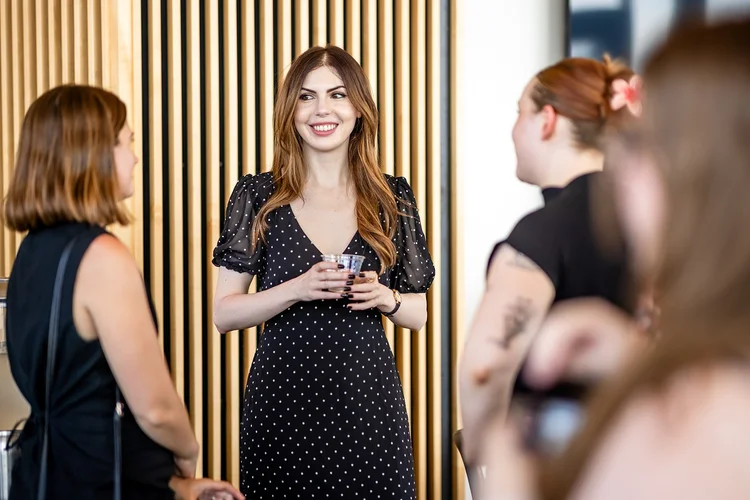 Guests networking at University of Denver intern event photography Denver Colorado